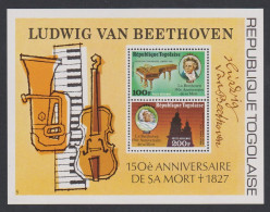 Togo 150th Death Anniversary Of Ludwig Van Beethoven MS 1977 MNH SG#MS1199 - Togo (1960-...)