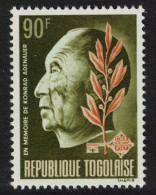 Togo Adenauer German Statesman Commemoration. 1968 MNH SG#595 Sc#645 - Togo (1960-...)