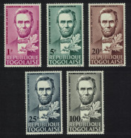 Togo Death Centenary Of Lincoln 5v 1965 MNH SG#413-417 Sc#521-524+C45 - Togo (1960-...)