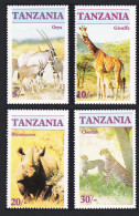 Tanzania Oryx Giraffe Rhinoceros Cheetah 4v 1986 MNH SG#479-482 Sc#319-322 - Tanzanie (1964-...)