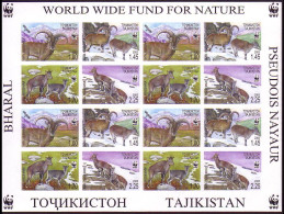 Tajikistan WWF Bharal Imperf Sheetlet Of 4 Sets 2005 MNH SG#282-285 MI#392-395 Sc#266 A-d - Tajikistan