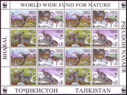 Tajikistan WWF Bharal Sheetlet Of 4 Sets 2005 MNH SG#282-285 MI#392-395 Sc#266 A-d - Tadschikistan