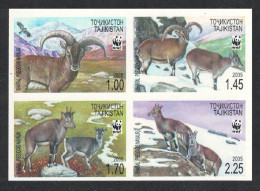 Tajikistan WWF Bharal Block Of 4 Imperf 2005 MNH SG#282-285 MI#392B-395B Sc#266 A-d - Tadschikistan