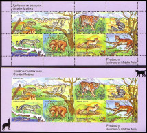 Tajikistan Predatory Animals Of Middle Asia 2 Sheetlets Perf Imperf 2005 MNH SG#MS281 MI#384-391 A+B - Tajikistan