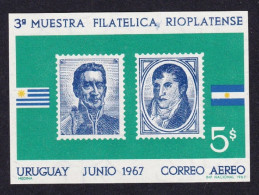 Uruguay Flags River Plate Philatelic Exhibition MS 1967 MNH SG#MS1342 Sc#C319 - Uruguay