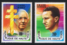 Upper Volta General De Gaulle King Baudouin 2v 1977 MNH SG#446-447 Sc#434-435 - Alto Volta (1958-1984)