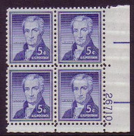 USA Monroe 5c Plate Block 1954 MNH SG#1036 MI#659A - Unused Stamps
