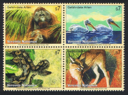 UN Vienna Birds Orang-utan Pelican Snake Block Of 4 1999 MNH SG#V288-V291 MI#287-290 Sc#256a - Other & Unclassified