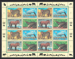 UN Vienna Birds Ape Stork Horse Anteater 4v Sheetlet Of 4 Sets 1997 MNH SG#V223-V226 MI#222-225 Sc#217a - Autres & Non Classés