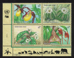 UN Vienna Orchids Cacti Other Flowers Block Of 4v 1996 MNH SG#V205-V208 MI#205-208 Sc#196-199 - Andere & Zonder Classificatie