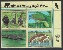 UN New York Amazon Birds Chimpanzee Crocodile Gazelles Block Of 4 1994 MNH SG#649-652 Sc#639-642 - Otros & Sin Clasificación
