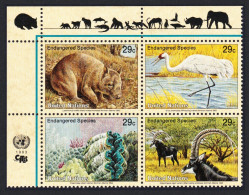 UN New York Birds Wombat Crane Clams Antelope Block Of 4v Margins 1993 MNH SG#630-633 Sc#623a - Otros & Sin Clasificación