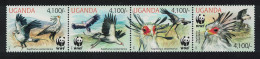 Uganda WWF Secretarybird Strip Of 4v 2012 MNH - Uganda (1962-...)