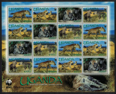 Uganda WWF Spotted Hyaena Sheetlet Of 4 Sets 2008 MNH SG#2551-2554 MI#2663-2666 Sc#1892a-d - Oeganda (1962-...)