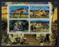 Uganda WWF Spotted Hyaena 4v Block Of 4 WWF Logo 2008 MNH SG#2551-2554 MI#2663-2666 Sc#1892a-d - Oeganda (1962-...)