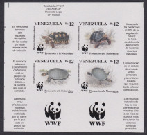 Venezuela WWF Tortoise Turtle Imperf Block 2*2 WWF Logo 1992 MNH SG#2969-2972 MI#2729-2732 Sc#1471 A-d - Venezuela