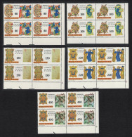 Vatican St Benedict 5v Corner Blocks Of 4 1980 MNH SG#735-739 Sc#668-672 - Unused Stamps
