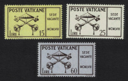 Vatican Vacant See St Peter's Keys 3v 1958 MNH SG#279-281 Sc#247-249 - Neufs