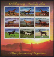 Uzbekistan Akhal-Teke Horses Of Uzbekistan MS 2012 MNH SG#MS844 MI#1025-1033KB - Uzbekistan