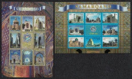 Uzbekistan Architecture 2750th Anniversary Of Samarqand 2 MSs 2007 MNH SG#MS601-MS602 MI#729-744KB - Oezbekistan