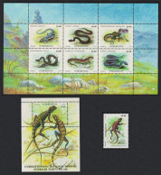 Uzbekistan Reptiles Snakes Lizards Crocodile+Sheetlet+MS 1999 MNH SG#202-MS209 MI#206-212+Block 22 - Usbekistan