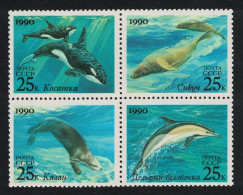 USSR Dolphin Whale Otter Sea Lion Marine Mammals Block 2*2 1990 MNH SG#6187-6190 - Neufs