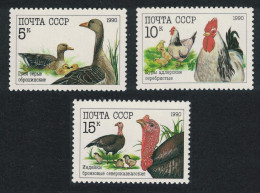 USSR Geese Adlers Turkey Birds Poultry 3v 1990 MNH SG#6156-6158 MI#6102-6104 - Ungebraucht