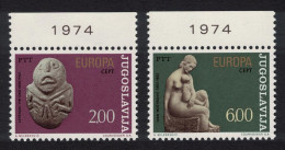 Yugoslavia Europa Sculptures 2v Top Margins 1974 MNH SG#1603-1604 - Autres & Non Classés