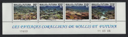 Wallis And Futuna Coral Landscapes 4v Bottom Strip Control Number 2003 MNH SG#826-829 Sc#568 - Neufs