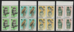 Zimbabwe Owls 4v Blocks Of 4 Margins 1987 MNH SG#710-713 - Zimbabwe (1980-...)