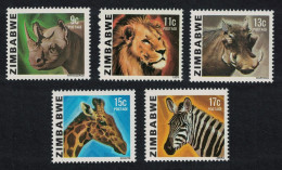 Zimbabwe Rhinoceros Lion Warthog Giraffe Zebra Wild Animals 5v 1980 MNH SG#581-585 - Zimbabwe (1980-...)