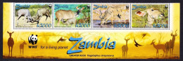 Zambia WWF Greater Kudu Strip Of 4v WWF Logo 2008 MNH SG#1049-1052 MI#1606-1609 Sc#1103a-d - Zambia (1965-...)