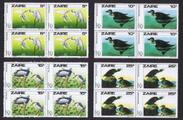 Zaire Birds Audubon 4v Blocks Of 4 1985 MNH SG#1238-1241 MI#906-907 Sc#1195-1198 - Ongebruikt
