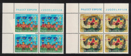 Yugoslavia Children's Paintings 2v Corner Blocks Of 4 1980 MNH SG#1951-1952 Sc#1604-1605 - Sonstige & Ohne Zuordnung