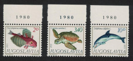 Yugoslavia Fish Turtle Dolphin Adriatic Fauna 3v Margins 1980 MNH SG#1929-1932 - Autres & Non Classés