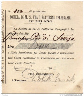 190  SOCIETÀ DI M.S. FRA I FATTORINI TELEGRAFICI - Documents Historiques