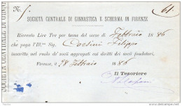 1886 SOCIETÀ CENTRALE DI GINNASTICA E SCHERMA IN FIRENZE - Documents Historiques