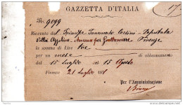 1871 FIRENZE GAZZETTA D'ITALIA - Historische Documenten