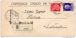 1935  LETTERA RACCOMANDATA CON ANNULLO PALERMO  SUCCURSALE 10 PIAZZA BALLARO' - Marcophilia