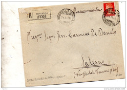 1936   LETTERA RACCOMANDATA CON ANNULLO  ROCCELLA JONICA REGGIO CALABRIA + AMBULANTE - Marcophilia