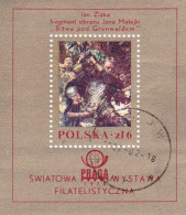 1978 POLAND, PRAGA ’78 INTL. PHIL. EXHIB, JAN ZIZKA, BATTLE OF GRUNWALD, BY JAN MATEJKO, SOUVENIR SHEET - Gebraucht