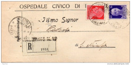 1935  LETTERA RACCOMANDATA CON ANNULLO PALERMO  SUCCURSALE 10 PIAZZA BALLARO' - Poststempel