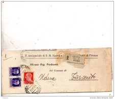 1936  LETTERA RACCOMANDATA CON ANNULLO FIRENZE - Stamped Stationery