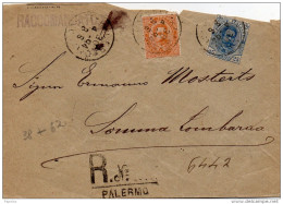 1894  LETTERA RACCOMANDATA CON ANNULLO PALERMO - Marcophilie