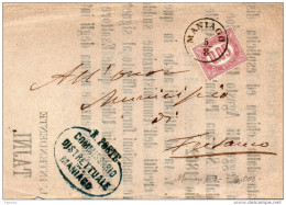 1875 LETTERA CON ANNULLO MANIAGO PORDENONE - Steuermarken