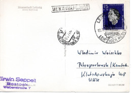 79642 - DDR - 1960 - 15Pfg Eisenblaetter EF A AnsKte SoStp LEIPZIG - ... MESSE -> PETROPAVLOVSK (UdSSR) - Storia Postale