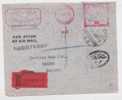 Egypte Alexandrie Egypt Alexandria Lettre Recommandée Ema National Bank Red Meter Registered Air Mail Cover 1952 - Covers & Documents