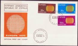 Chypre - Cyprus - Zypern FDC1 1970 Y&T N°324 à 326 - Michel N°332 à 334 - EUROPA - Covers & Documents