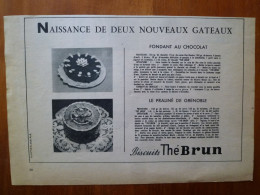 Publicité 1953 Naissance De Deux Nouveaux Gateaux Biscuits Thé BRUN - Pubblicitari