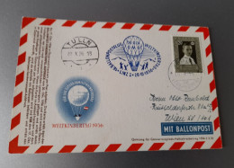 Liechtenstein 1956 Carte Par Ballon En Autriche - Covers & Documents